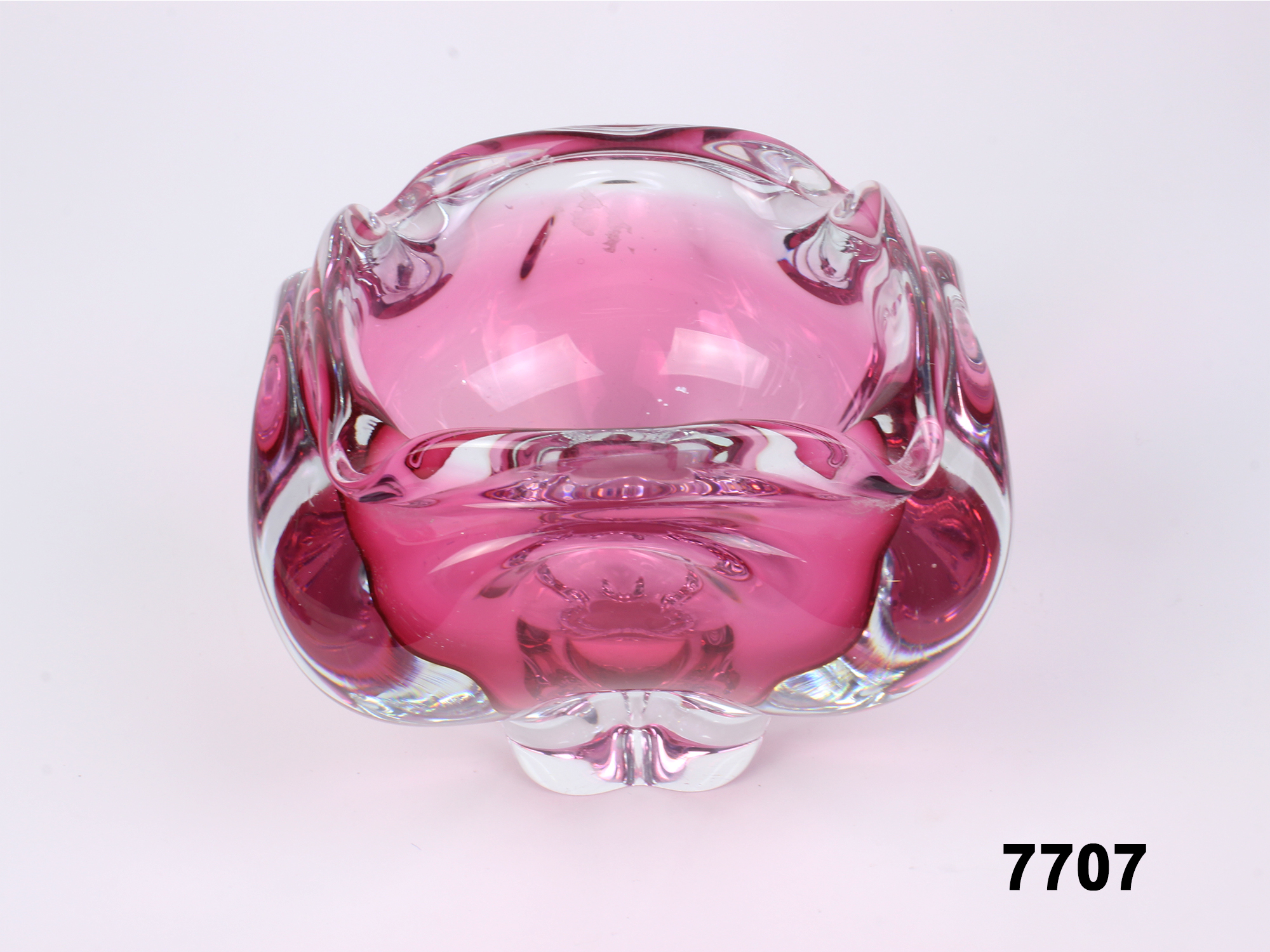 60’s Pink Flame Glass Ashtray