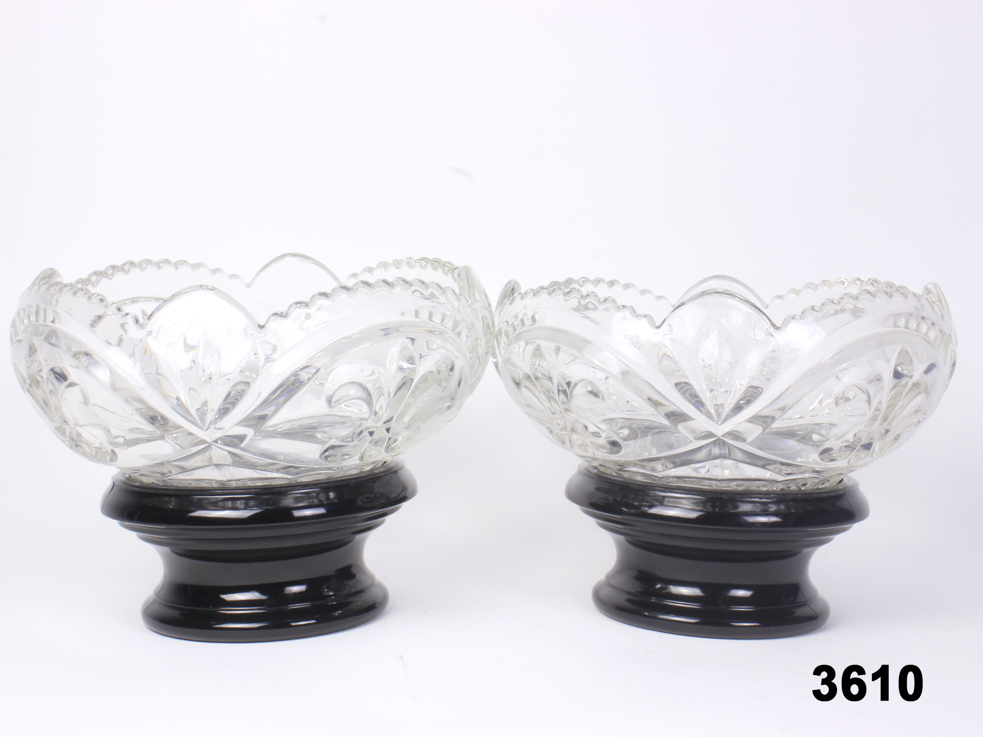 2 Glass Bowls On Glass Stands