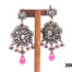 Indian gilt silver earrings with polki (unfinished natural diamonds) & pink stones at antiques of kingston