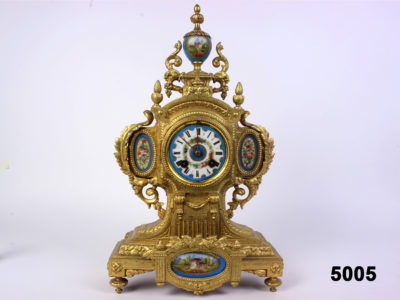 Antique French gilt metal & blue Sèvres porcelain clock from Antiques of Kingston