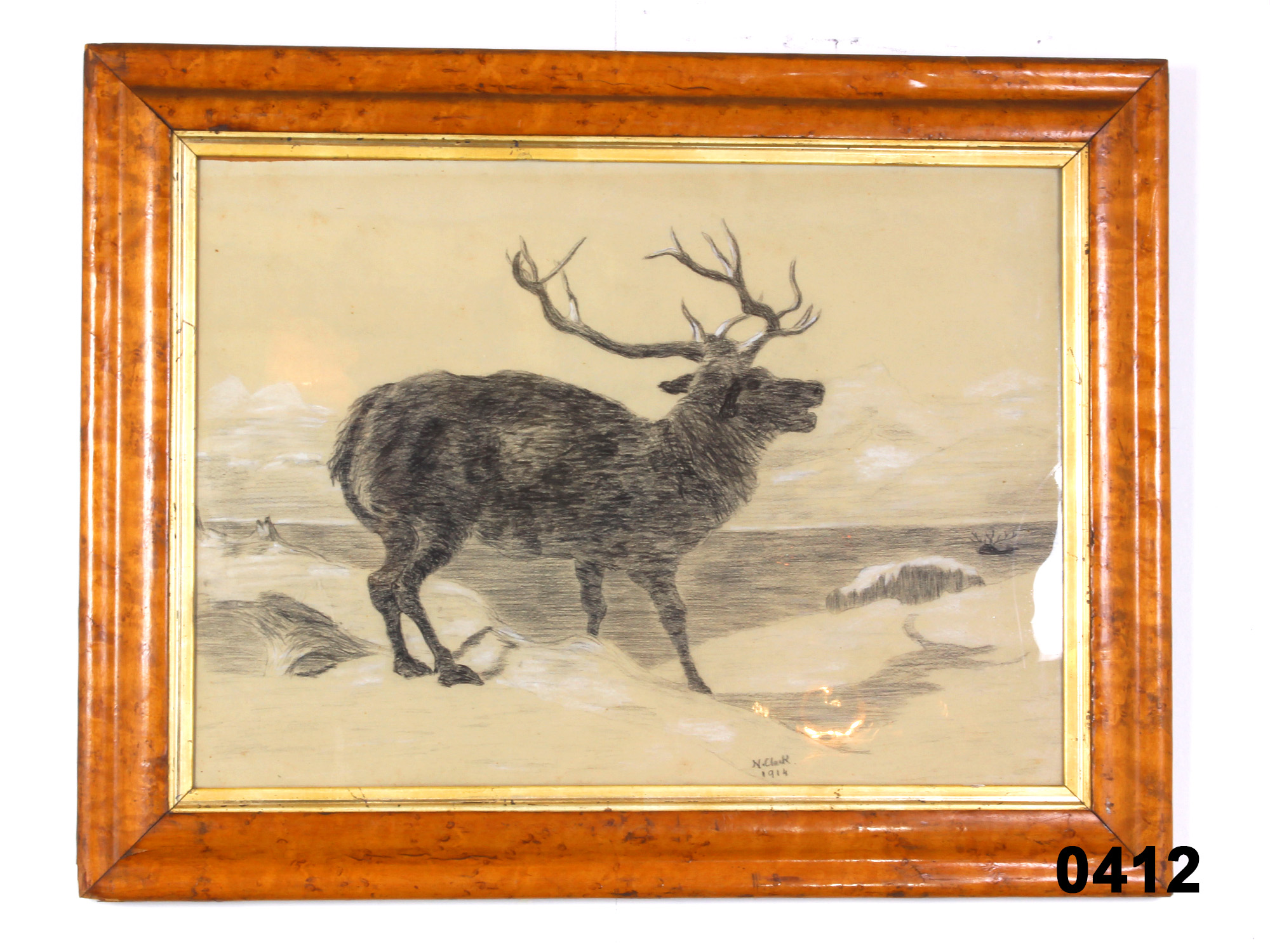 1914 Drawing in Maple Frame