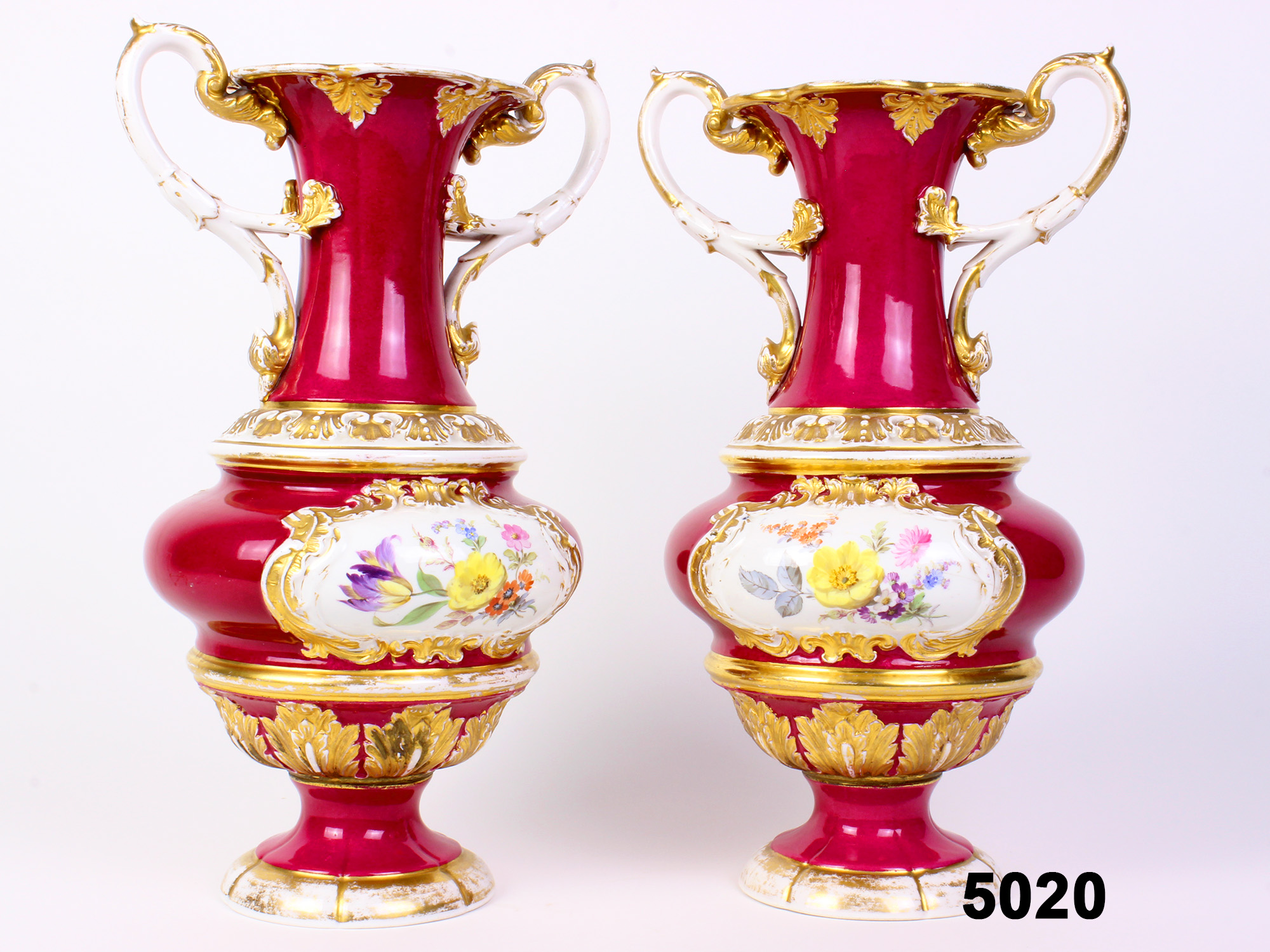 Pair Of 19th Meissen Vases
