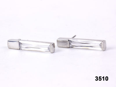 Modern pair of sterling silver & crystal earrings from antiques of kingston