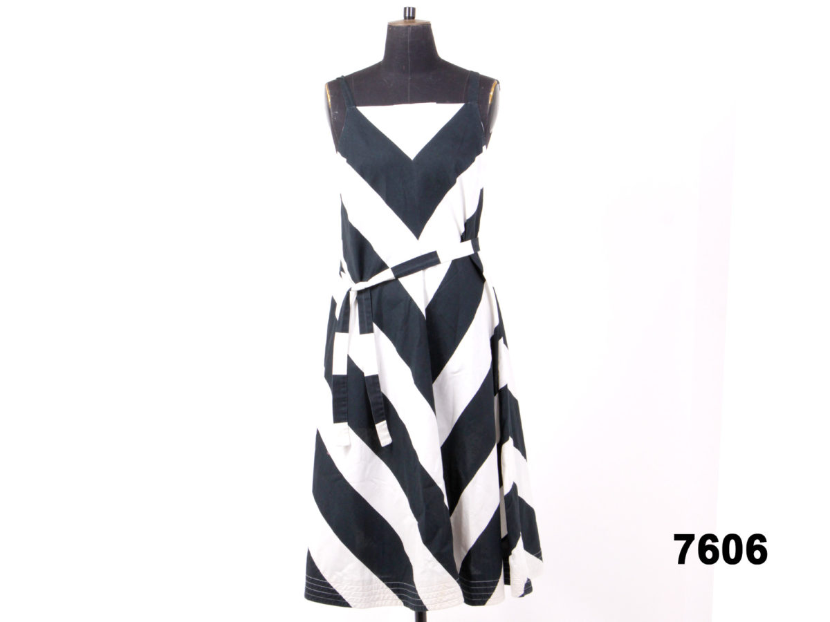 Front view of 1960s Vintage Original Marimekko "Op Art" black and white dress from Antiques of Kingston