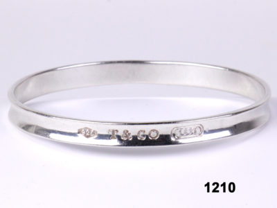Front view of 925 Sterling silver Tiffany & Co bangle from Antiques of Kingston