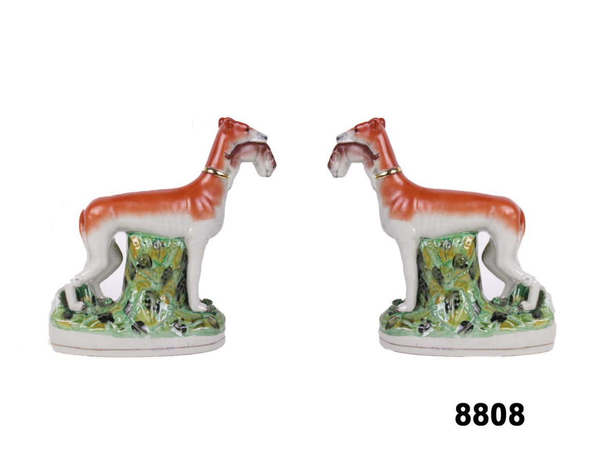 Antique Pair Staffordshire Whippets