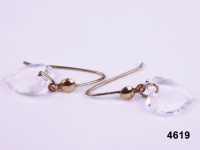 9 carat gold earrings with Austrian crystal heart drops