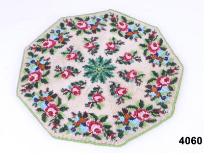 Front image of Victorian beadwork mat by Isabella Marshall from Antiques of Kingston