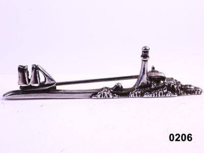 Front view of Vintage Silver Coastal Yachting Scene Brooch from Antiques of Kingston