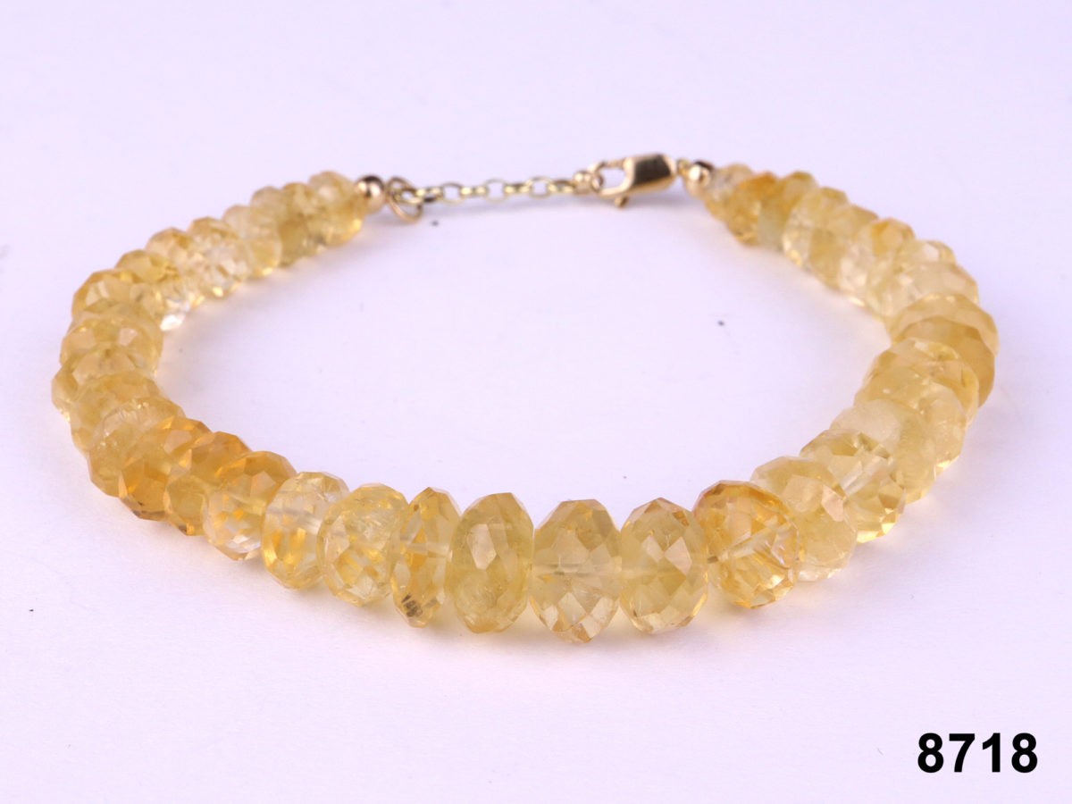 Citrine bracelet with graduated beads and 9 carat gold clasp from antiques of kingston