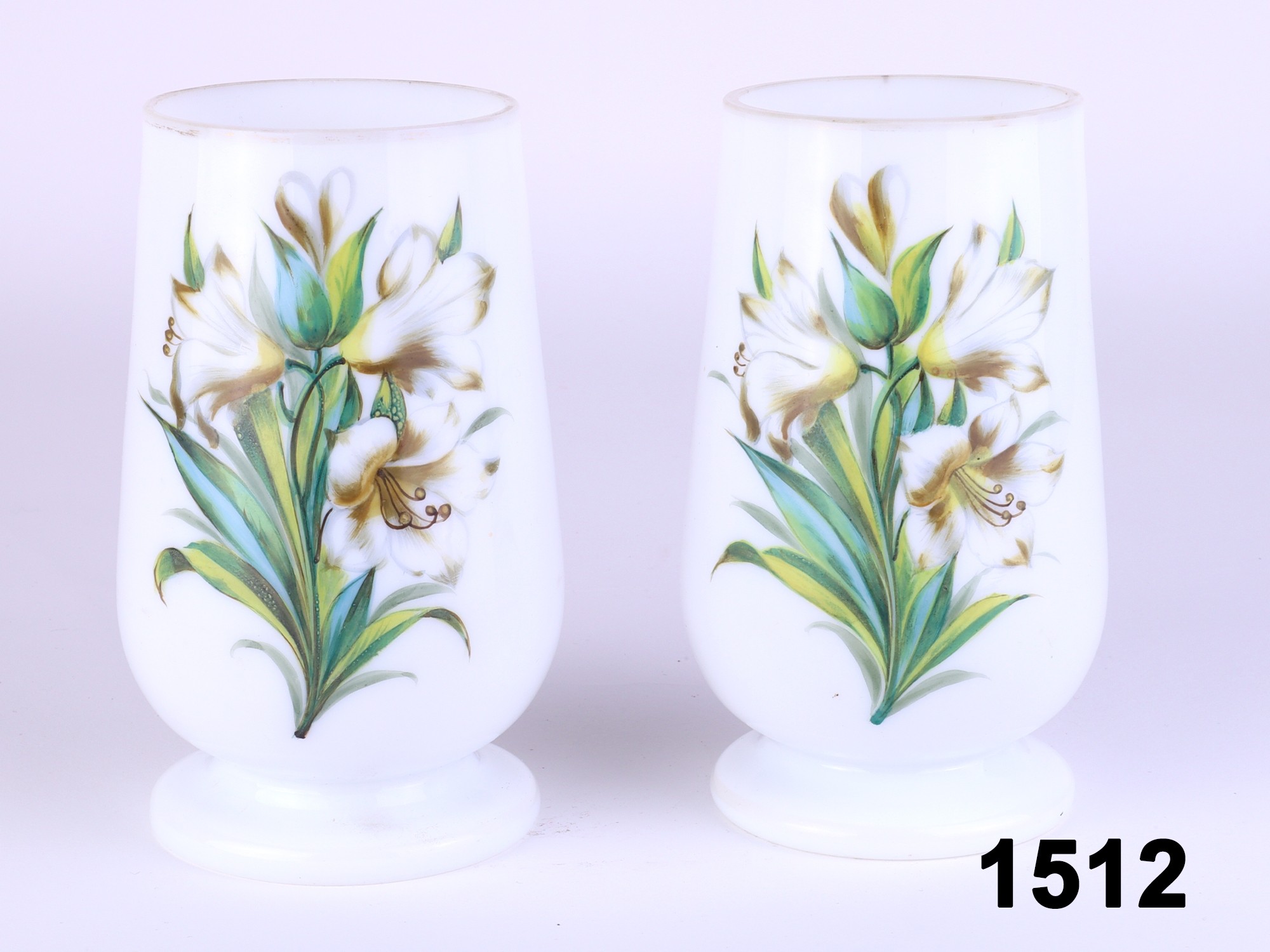 Pair Milk Glass Vases