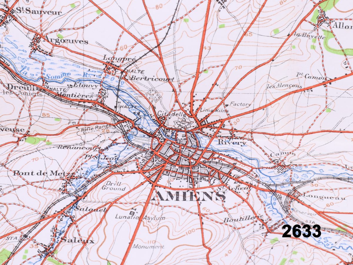 WWI Trench Map Interior showing Amiens