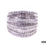 925 Sterling silver ring with alternating layers of round and baguette cut cubic zirconia stones Front view.