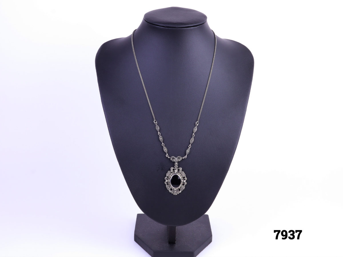 Silver Marcasite & Black Onyx Necklace Main photo Necklace and pendant