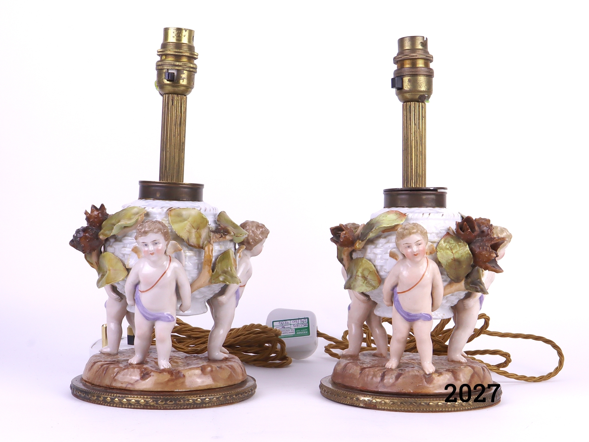 Antique Porcelain Cherub Lamps