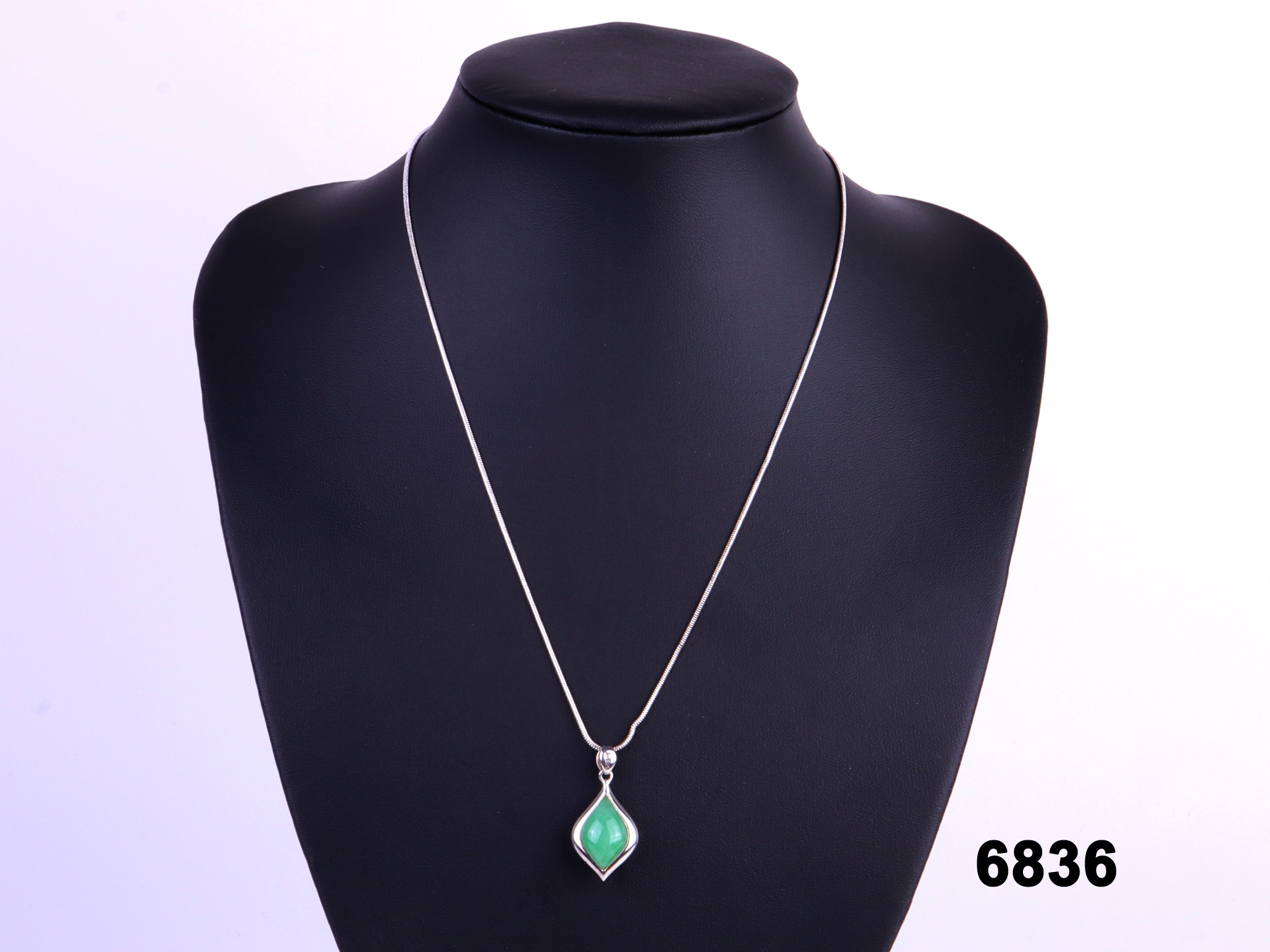 Silver And Jade Pendant On Chain
