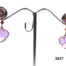 Ametrine and ruby earrings set in 18 carat gold (Ametrine is a variety of quartz with a mixture of amethyst and citrine). Drop length 35mm, 15mm at widest point and approximately 5mm in depth. Main photo showing earrings on a display stand.