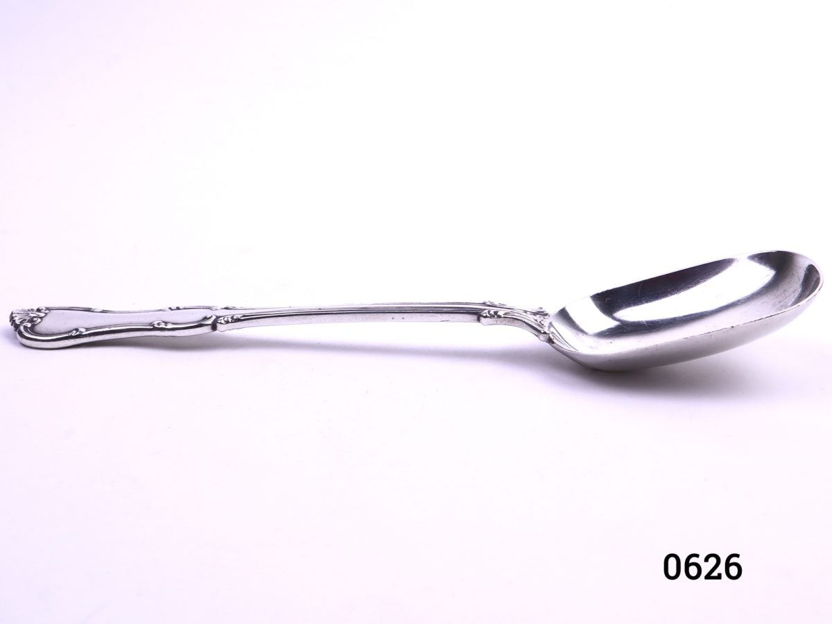 Sterling silver jam/sugar spoon in Princess pattern Fully hallmarked c1906 London assayed & made by Goldsmiths & Silversmiths Co Main photo showing spoon from a side view
