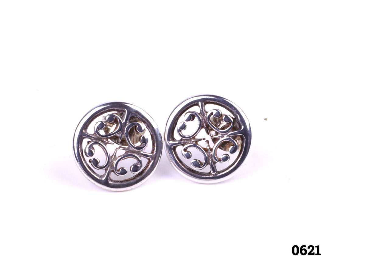 Ola Gorie silver stud earrings. Made in the Orkney Islands. Butterfly back fastening. Comes in original Ola Gorie box. Stud front measures 10mm in diameter. Weight 1.3g Main photo of front view of both earrings