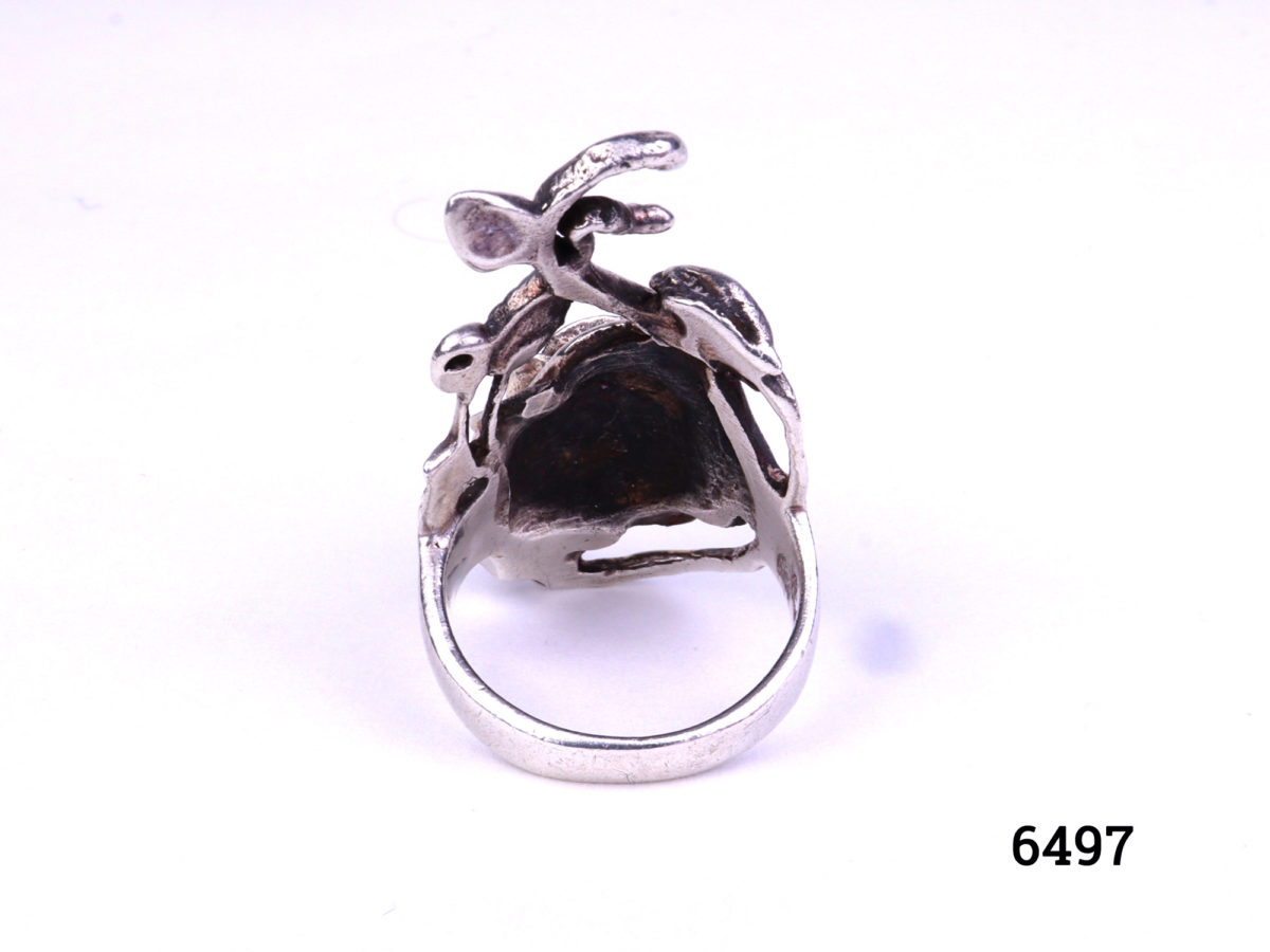 925 Silver rose flower ring. Hallmarked 925 for sterling silver. Size K.5 / 5.5 Ring front masures 35mm long by 20mm wide Photo of ring from a back view