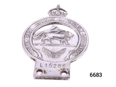 Front view of Vintage East African Automobile Badge from Antiques of Kingston