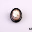 Petite Victorian oval cameo brooch set on Whitby jet with a brass back. Small chip on jet at back of brooch which is not visible from the front. Main photo showing front of brooch
