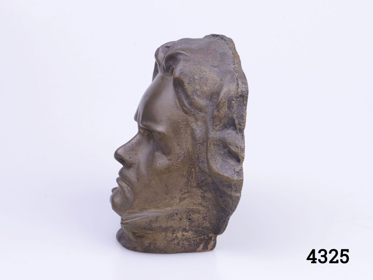 Small bronze bust of Beethoven Made by the Eros Foundry in India 1963 Photo of bust seen from the left profile