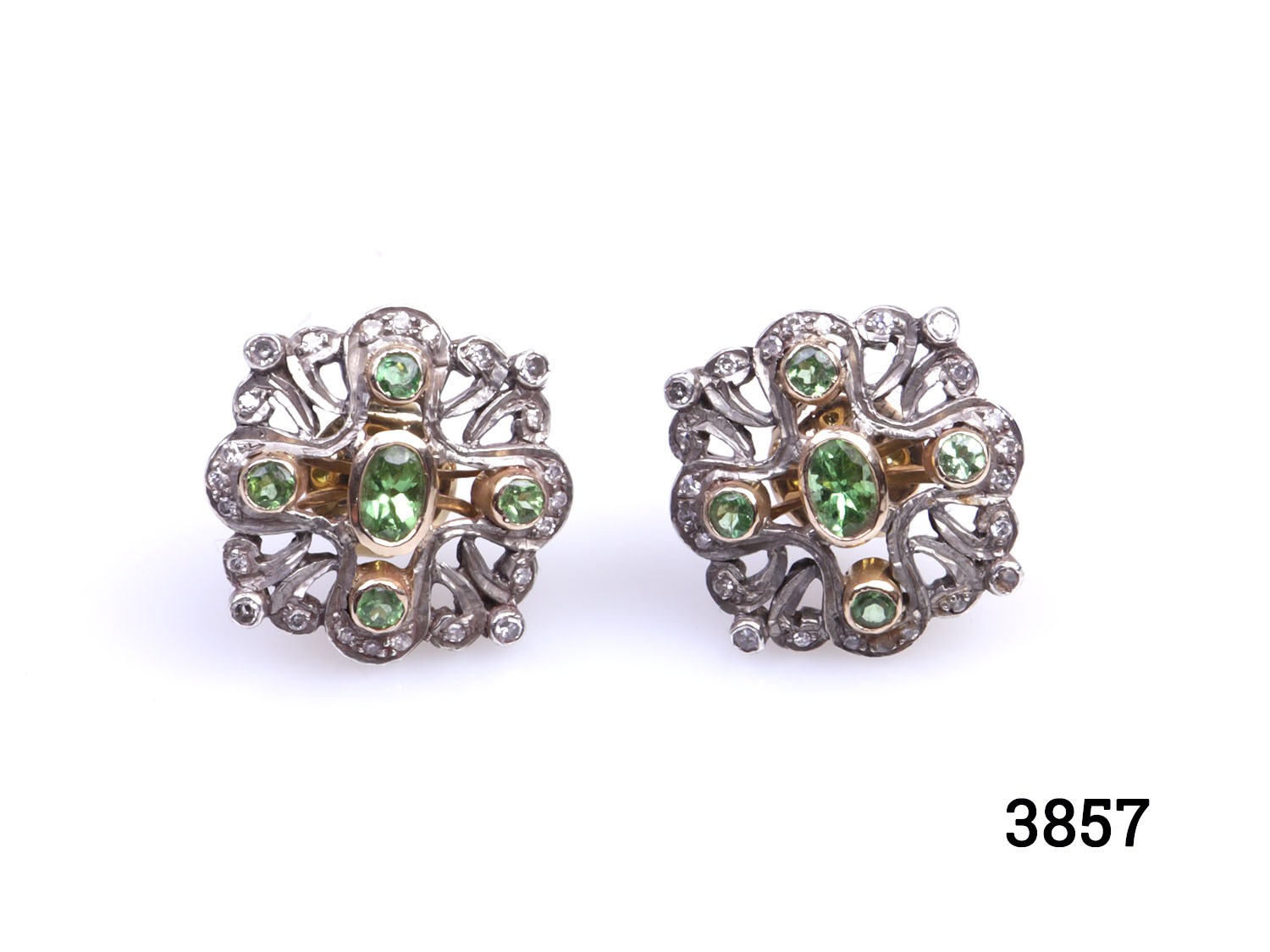 Peridot & Diamond Post Earrings