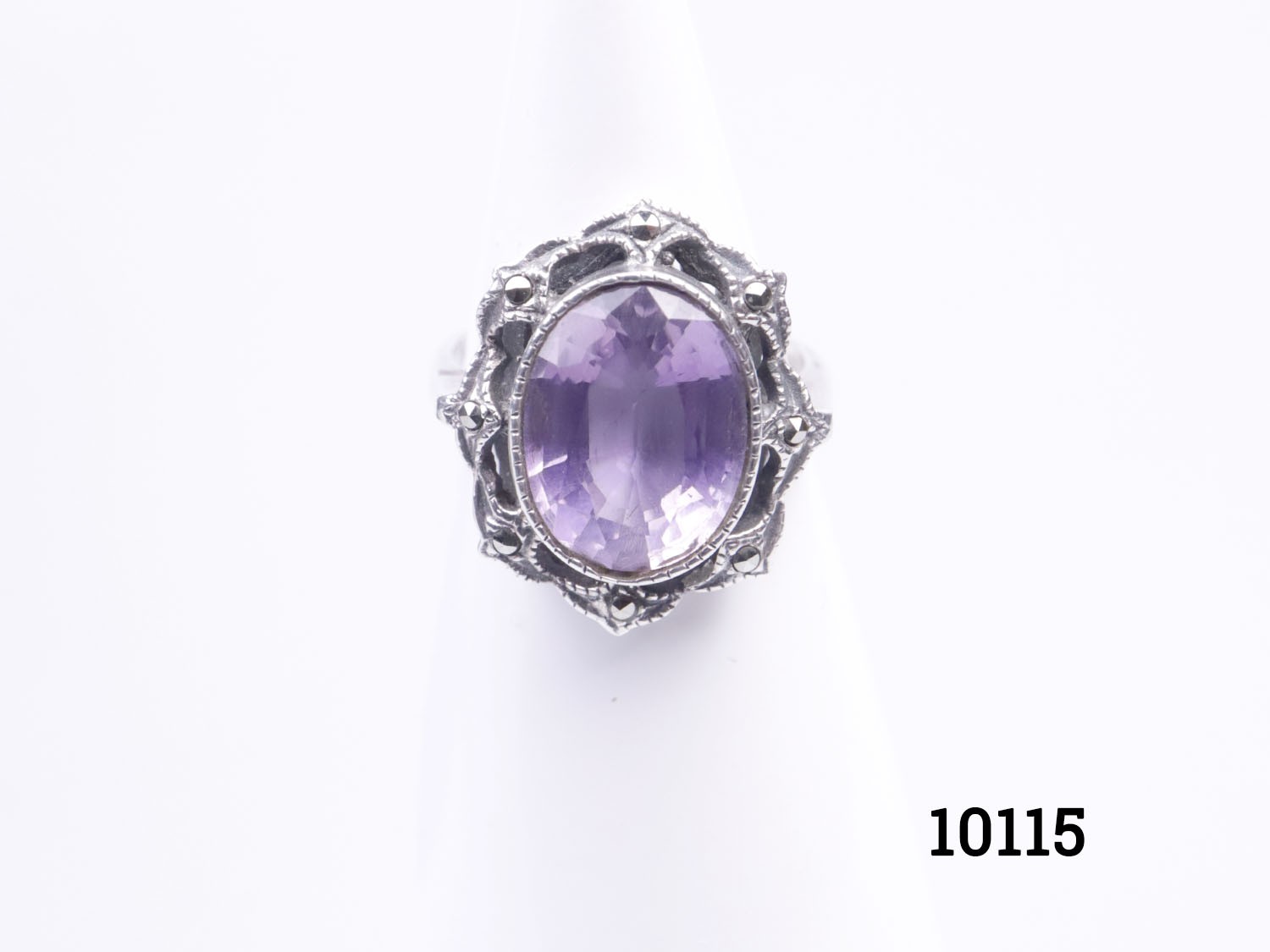 Vintage Amethyst Stone Silver Ring