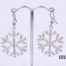 Vintage costume jewellery snowflake earrings encrusted with sparkly crystals throughout, Each snowflake measures 32mm in diameter. Earring drop length from top of earring hook 48mm Main photo of earrings on a display stand and seen from the front