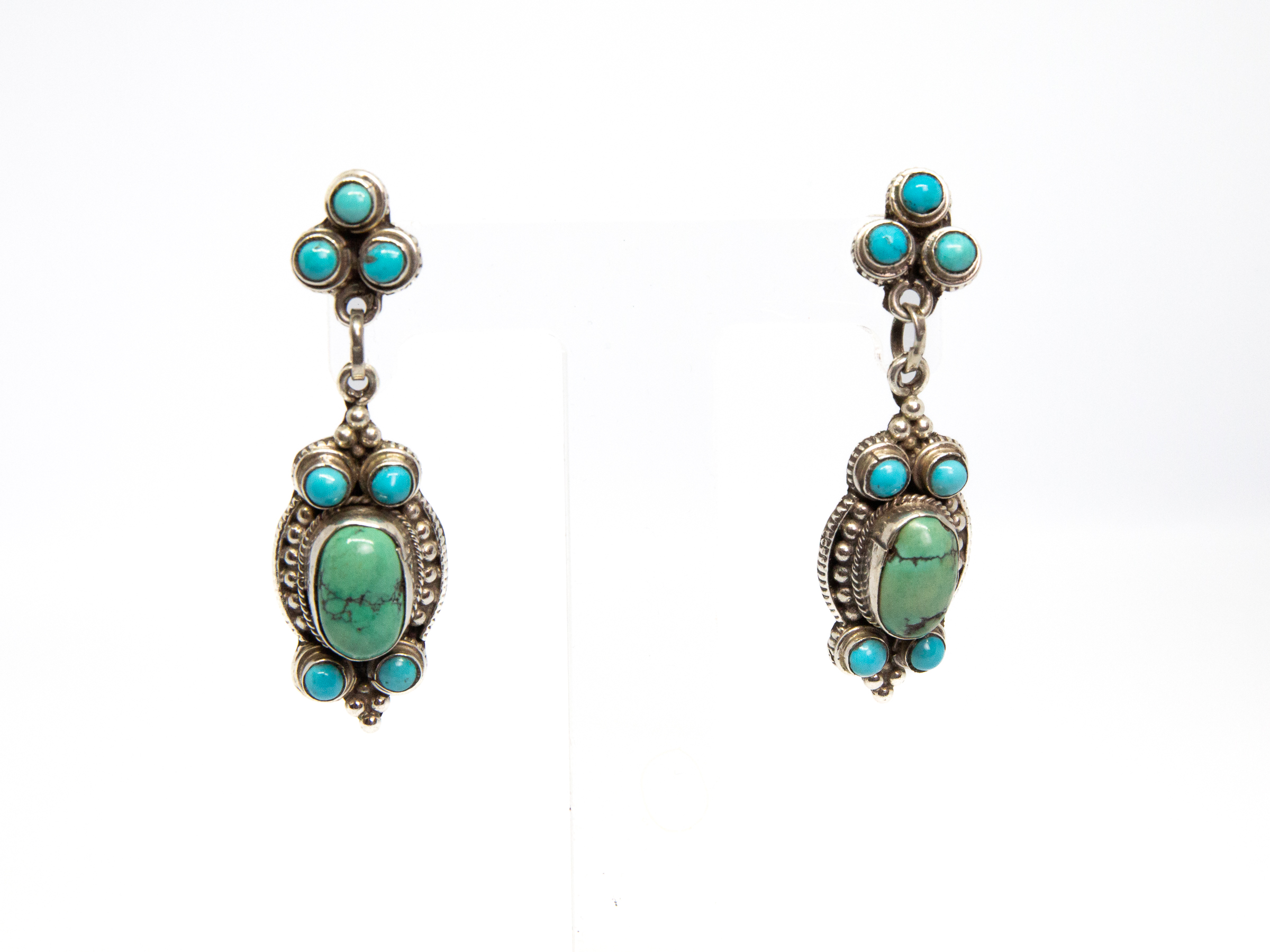 Navajo Sterling Silver  Blue Turquoise Dangle Earrings  Indian Traders  L7 Enterprises