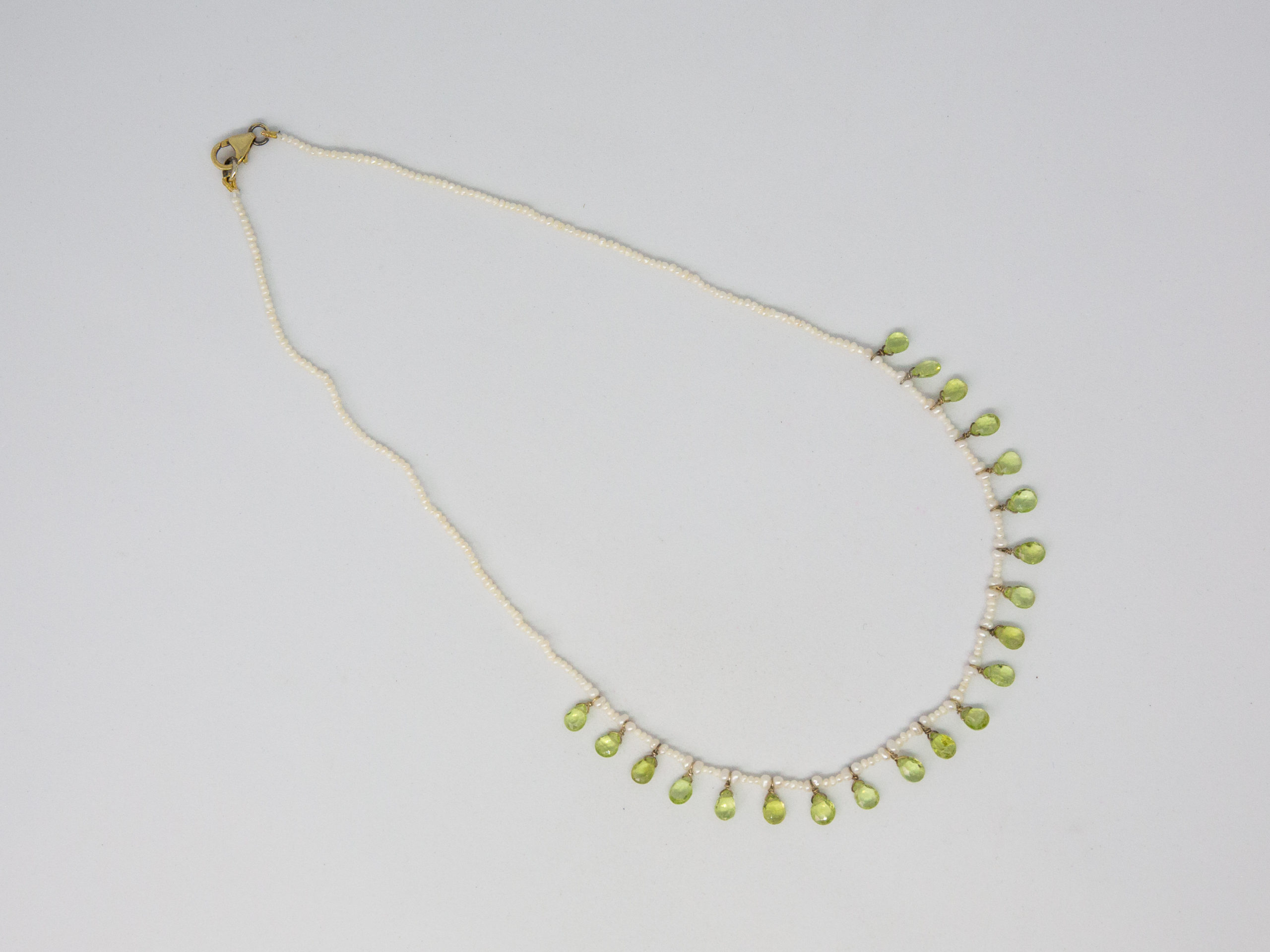 SOLD--Edwardian Peridot and Pearl Necklace 15k, British c. 1900 – Bavier  Brook Antique Jewelry