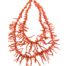 Vintage double strand branch coral necklace. Salmon red coral with longer branch coral to the front. Shorter strand measures 440mm and longer 550mm. Longer branch corals measure approx.38mm Main photo of necklace displayed on a flat surface showing the 2 strands clearly. Clasp is to the top of picture.