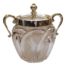 Silver Collar + Silver Lid, Twin Handled, Hallmarked : London 1901   Silversmith : John Grinsell & Sons COLLECT FROM STORE ONLY. Main photo of biscuit barrel with lid in place and seen from an eye level angle.