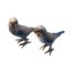 Pair of cold painted miniature bronze budgerigars. Early 20th Century. Main photo showing both budgerigars side by side with heads to the left and tails to the right. Birds appear to be looking at each other.