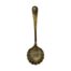 Antique French pierced silver ladle. Quality gilt silver ladle with very fine pierce work to ladle bowl and face of an aristocrat to handle tip. Worn hallmark to ladle handle at front above the bowl and 3 hallmarks to the back. Attributed for Paris assay c1819-1835. Bowl measures approximately 65mm in diameter. Main photo showing upright ladle.