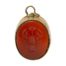 Vintage carnelian lobster intaglio set in 9 karat gold. Beautifully carved carnelian with lobster and palm fronds. Fully hallmarked to the side for London assay c1979 with makers initials CAR. Drop length from top of bail 23mm , widest 14mm and 5mm deep. Main photo of intaglio shown from the front with lobster carving visible