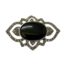 Art Deco style silver and onyx brooch. Timeless geometric Deco design brooch in sterling silver with a large black onyx cabochon to the centre and framed with an intricate marcasite surround. Hallmarked 925 to the back. All marcasite present. The onyx cabochon measures 26mm by 18mm. Main photo of brooch shown front facing with onyx positioned in a horizontally long position.