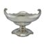 George V sterling silver tazza. Substantial sterling silver tazza by Mappin & Webb. Elegant design featuring twist pattern edging around the base and bowl with fleurs de lis style scrollwork handles. Full hallmark to outside of bowl for London assay c1932 and full Mappin and Webb stamp to the base. Base measures 146mm in diameter. 25 Troy ounces. COLLECT FROM STORE ONLY. Main photo of tazza from a near eye level angle with the fleurs-de-lis handles to the left and to the right.